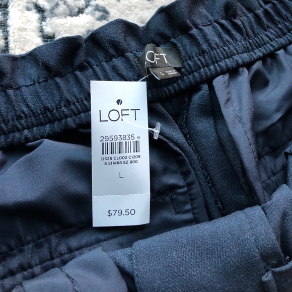 NWT LOFT Tie Waist Slim Pants, Navy - Picture 10 of 16